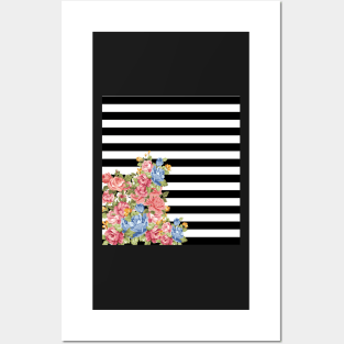 Floral on Stripes Posters and Art